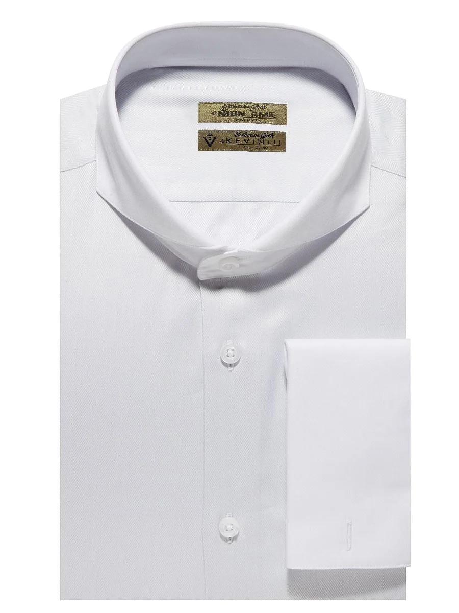 White Herringbone Dress Shirt
