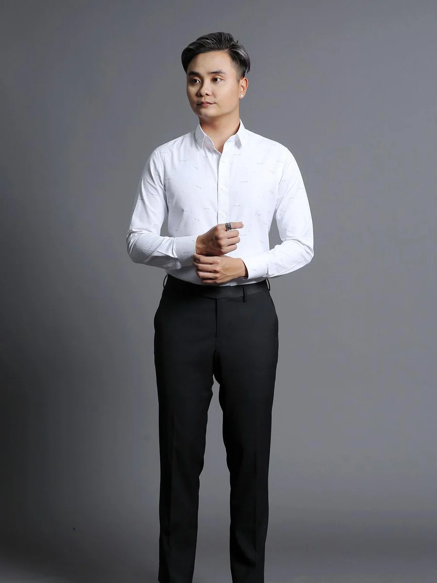 White Micro-Print Shirt
