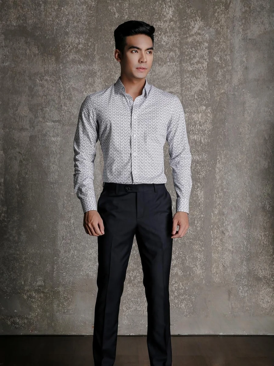 Silver Micro-Print Shirt