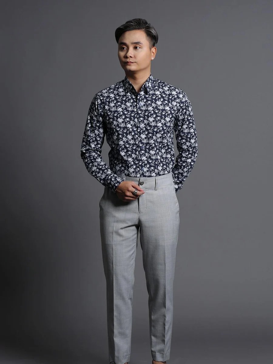 Navy Floral Print Shirt