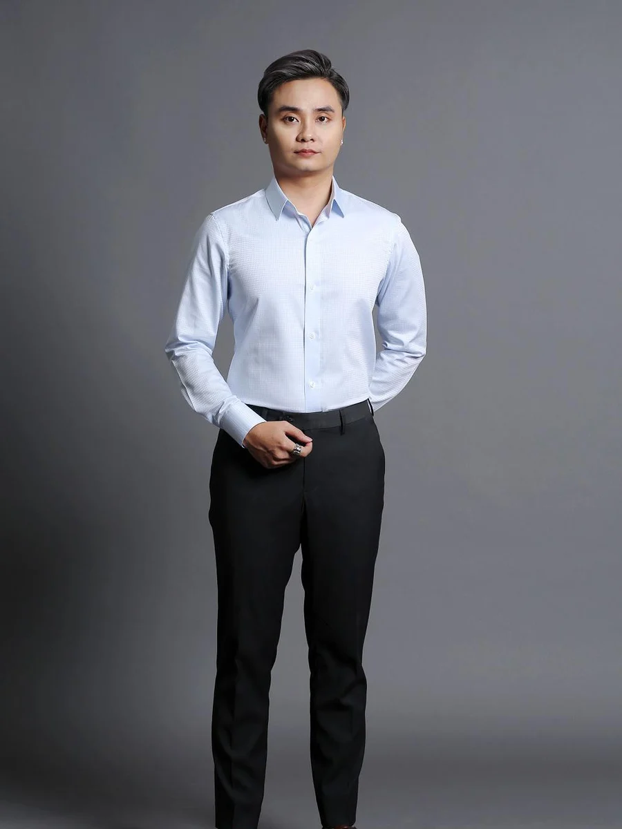 Sky Blue Micro-Check Shirt