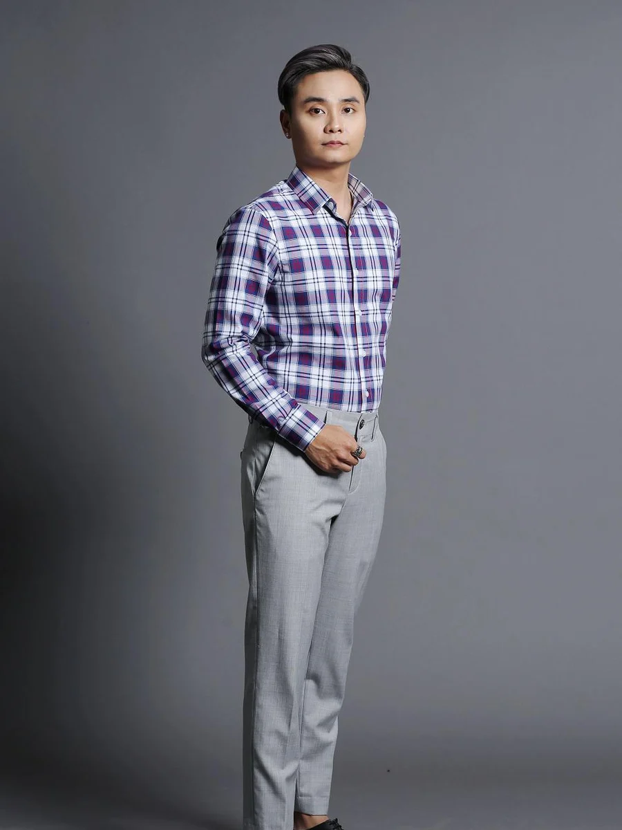 Plum Windowpane Check Shirt