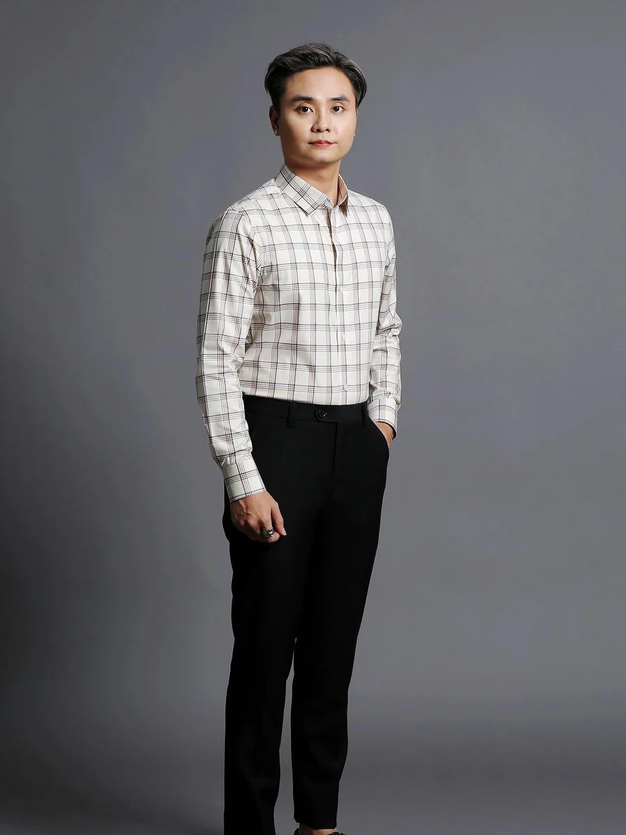 Cream Brown Check Shirt