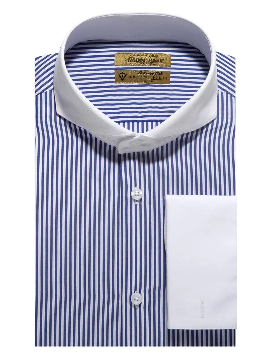 Navy Bengal Stripe Contrast Collar Shirt
