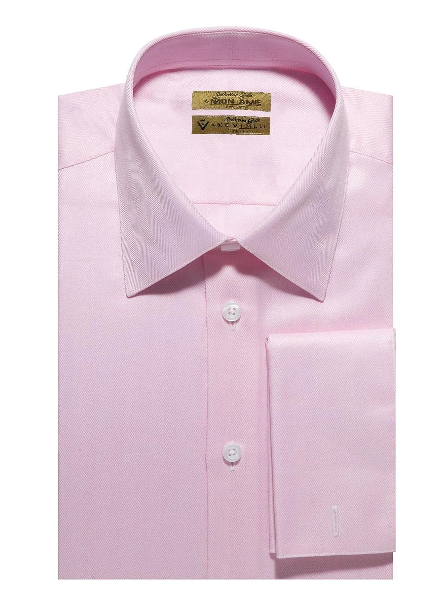 Pink Herringbone French Cuff Shirt