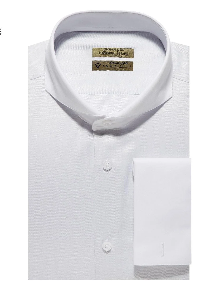 White Herringbone Cutaway Shirt