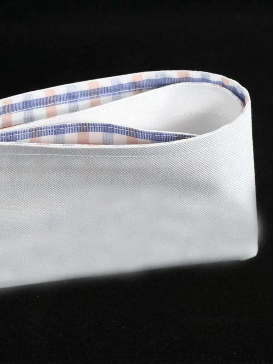 White Double-Cuff Shirt, Check Lining