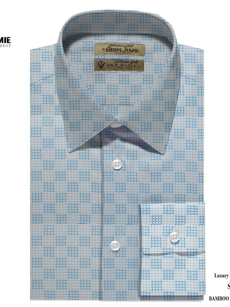 Silver Blue Square Motif Shirt