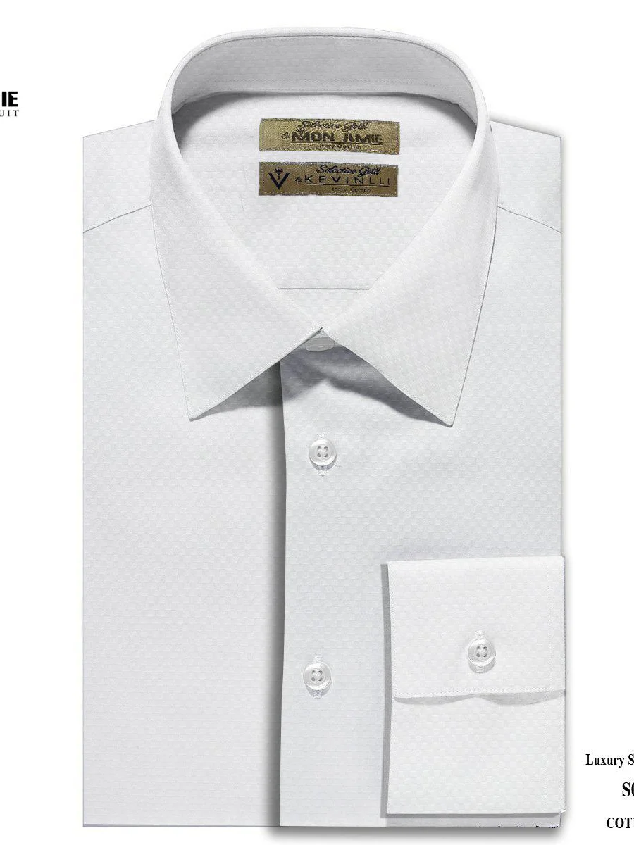 White Jacquard Check Shirt