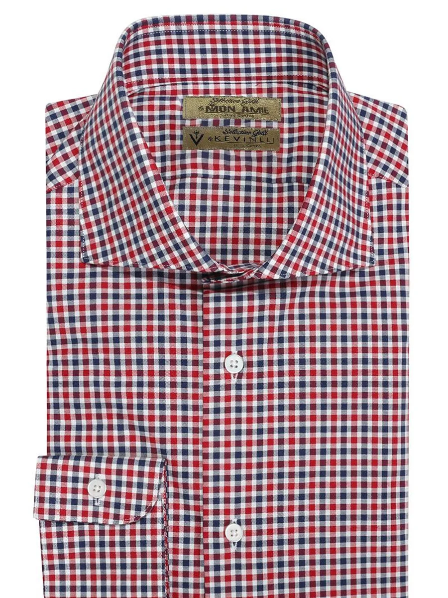Red Navy Gingham Cutaway Shirt