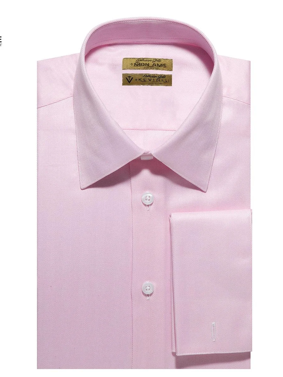 Rosé Herringbone French Cuff Shirt