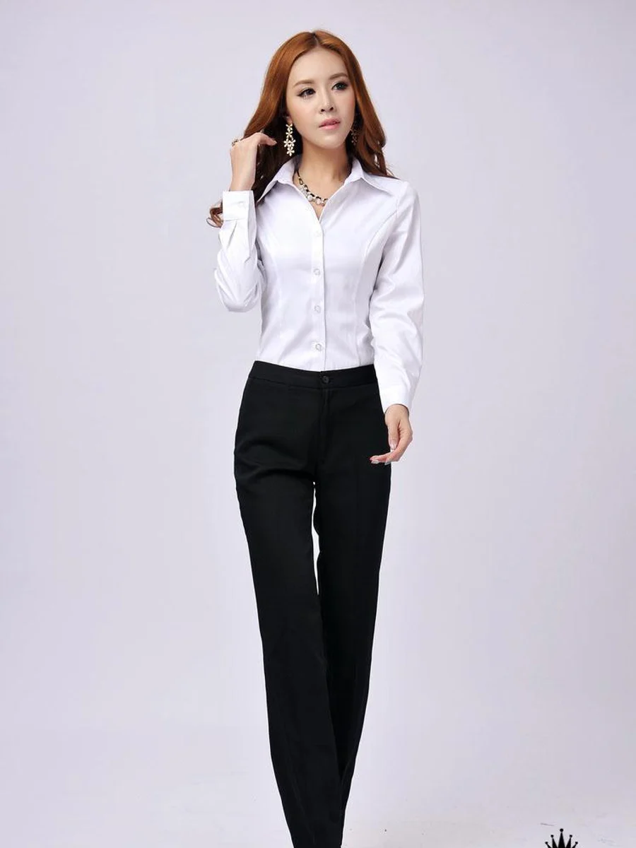 Ladies White Shirt & Black Trousers