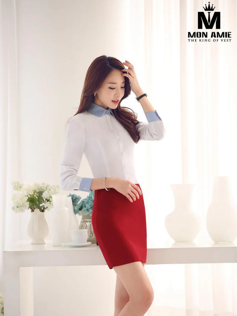 Contrast Collar White Shirt