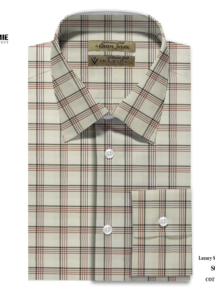 Ivory Red Windowpane Check Shirt