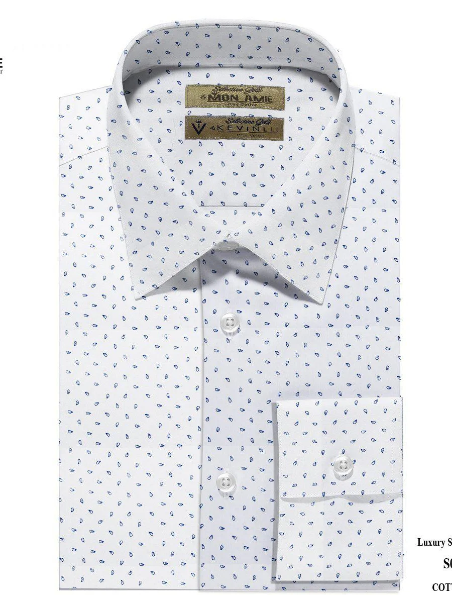 Navy Teardrop Print White Shirt
