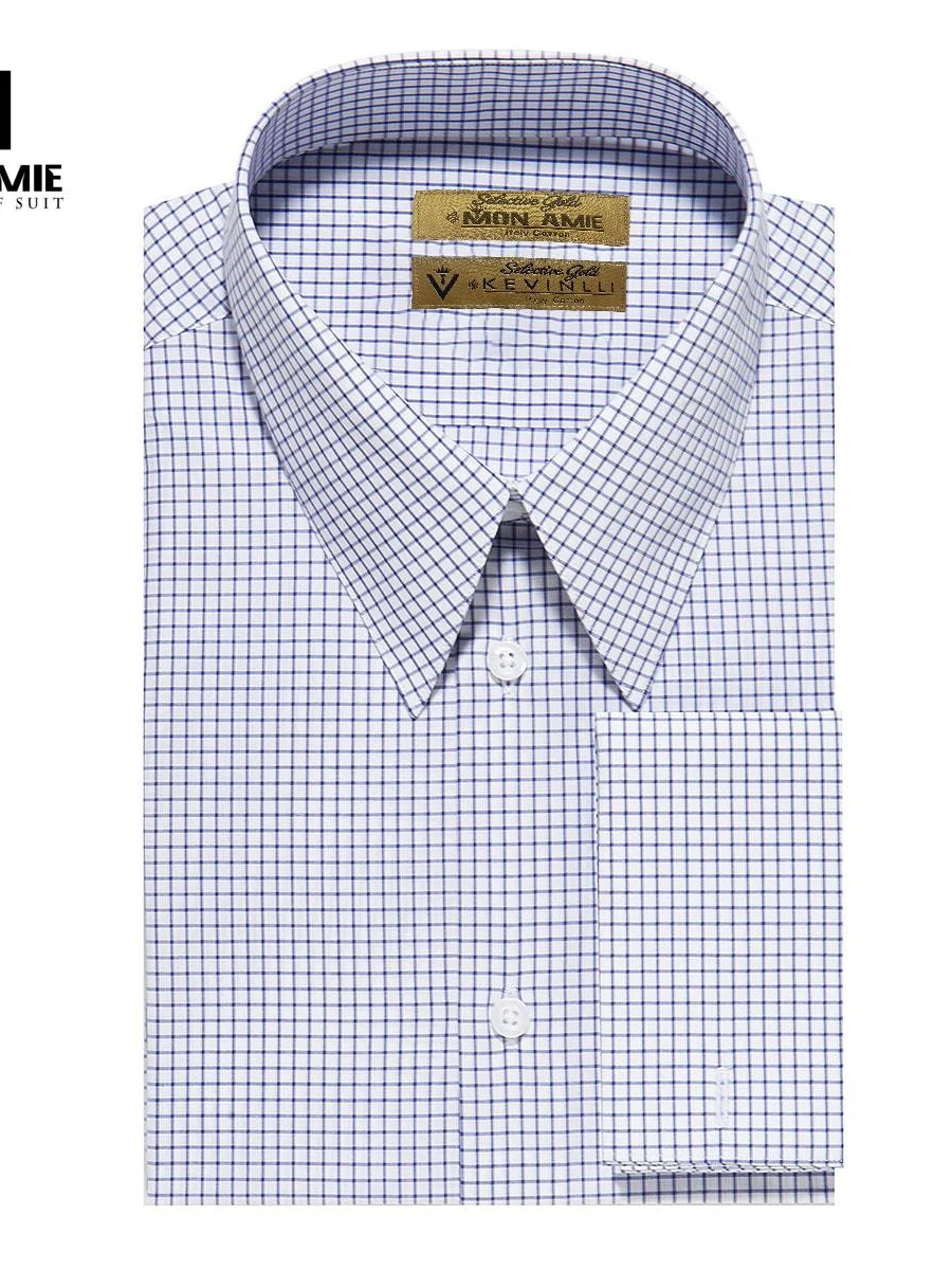 Navy Tattersall French Cuff Shirt