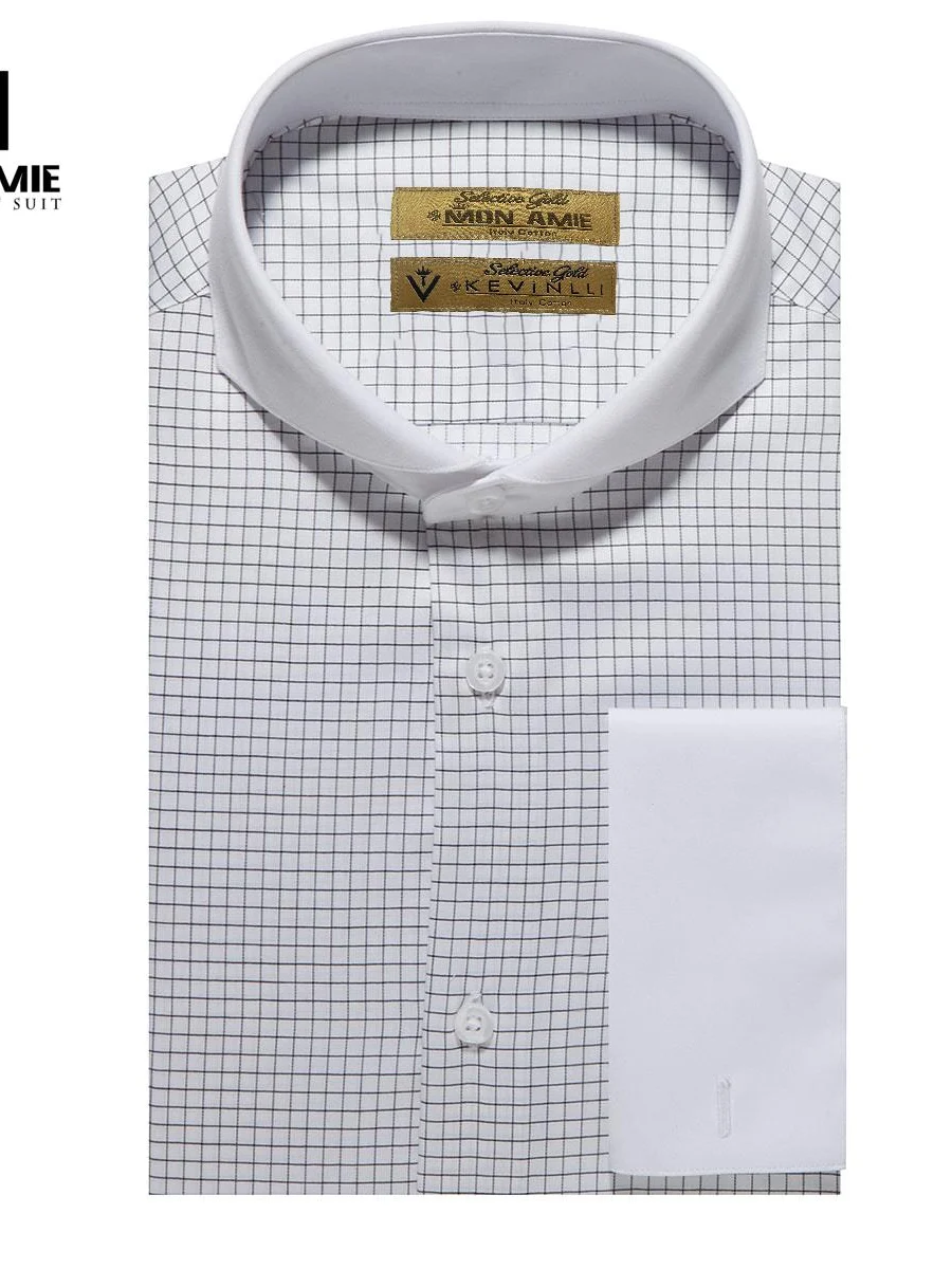 Contrast Band-Collar Check Shirt