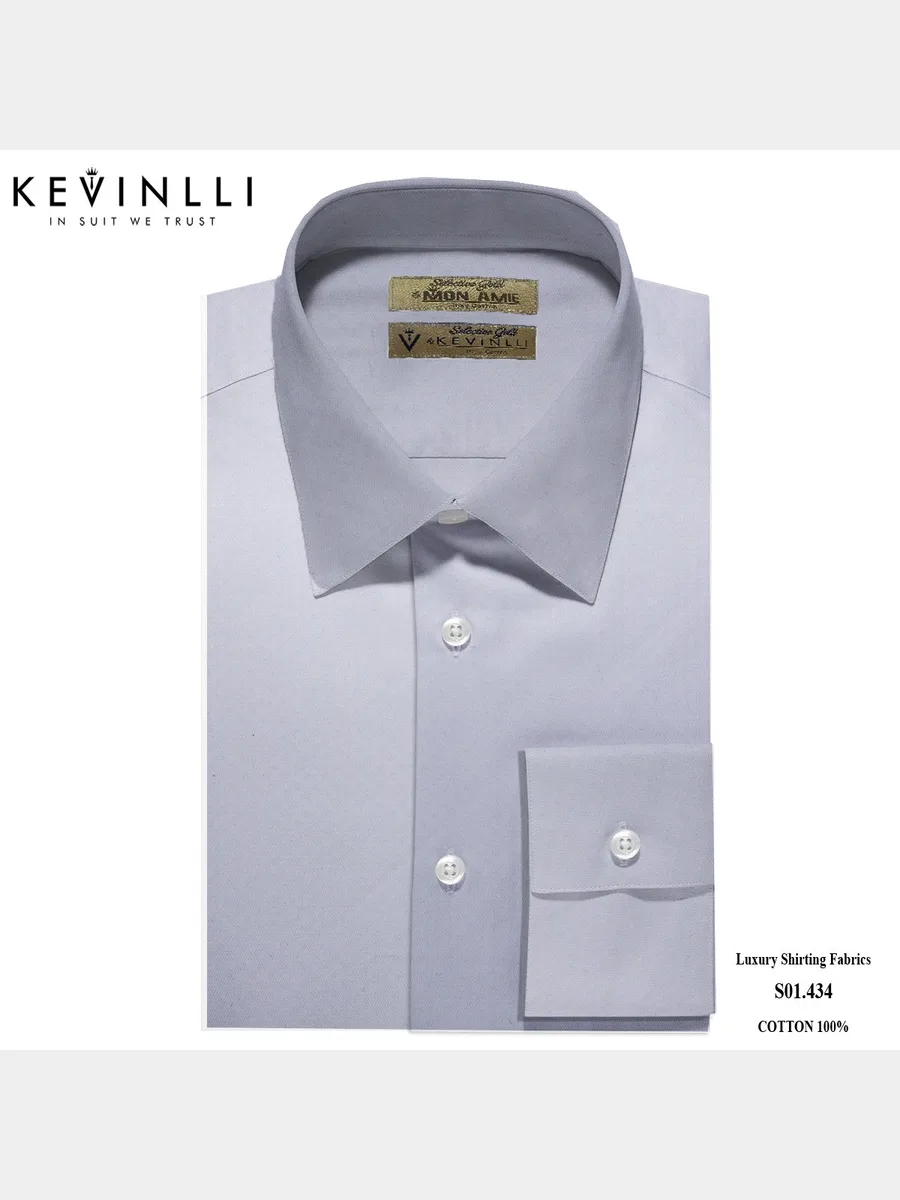 Blue-Grey Shirt with Faint Diamond Weave