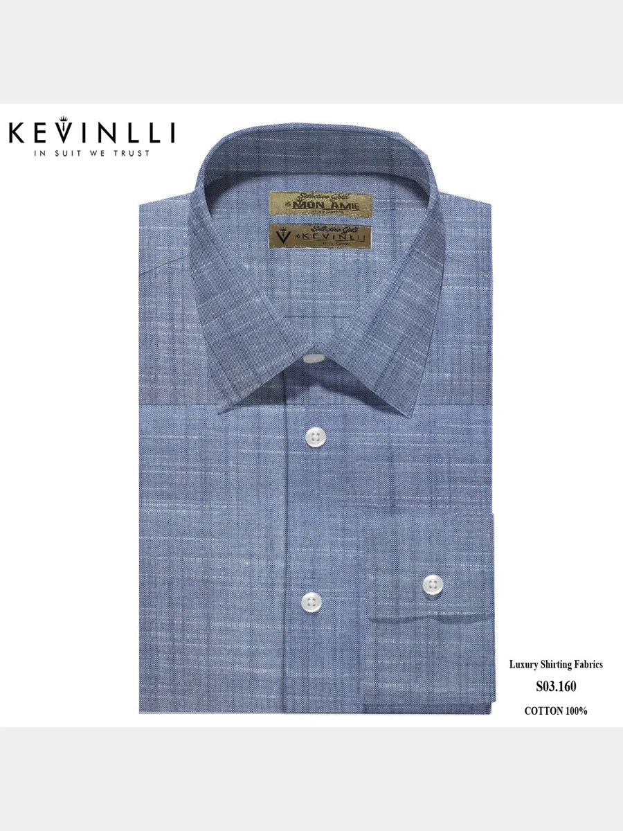 Blue Chambray Slub Shirt, Square Cuff
