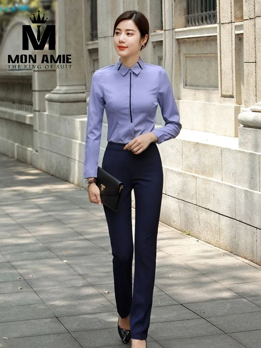 Lavender Blouse with Black Piping