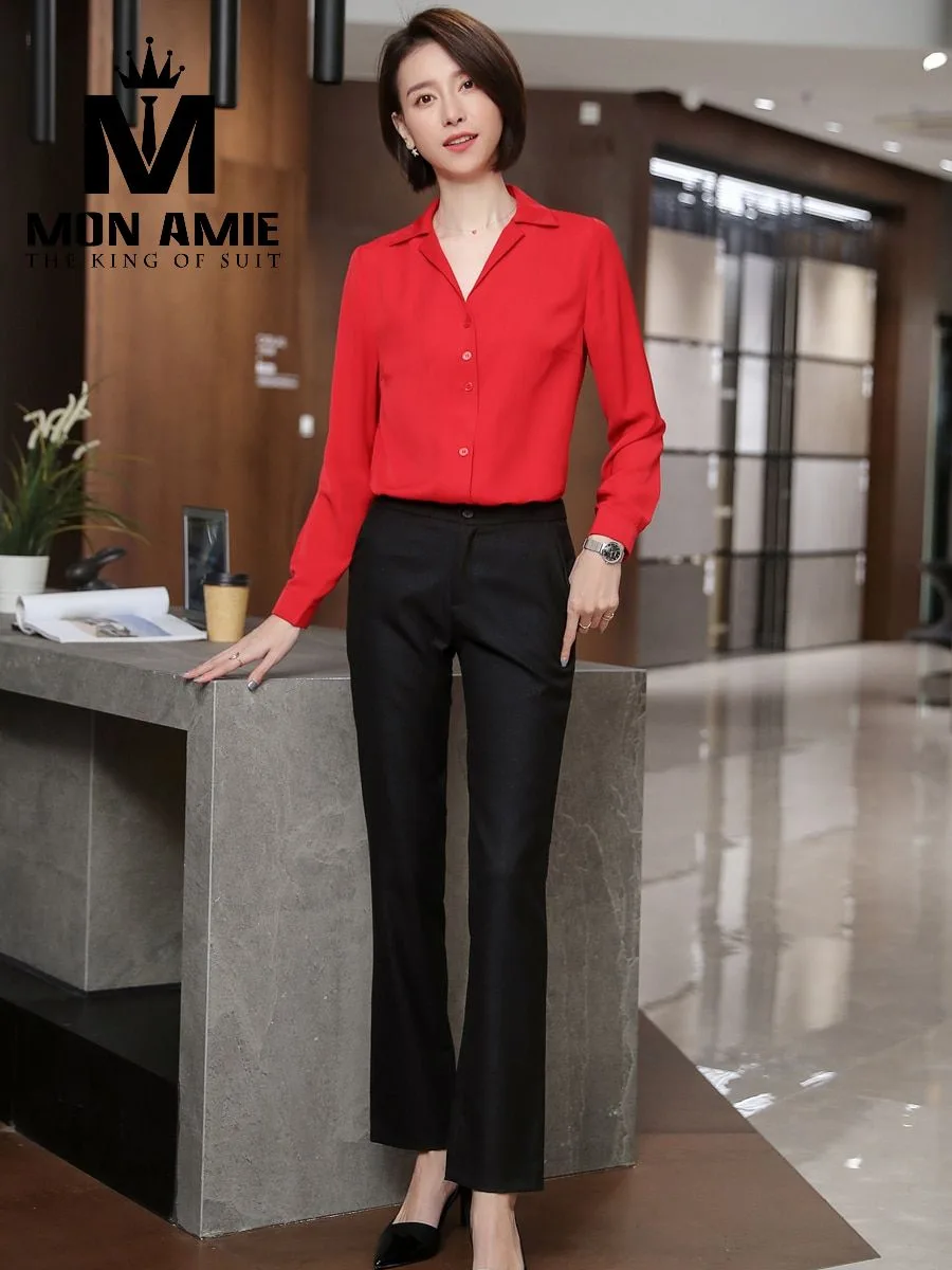 Bright Red Notch-Collar Shirt