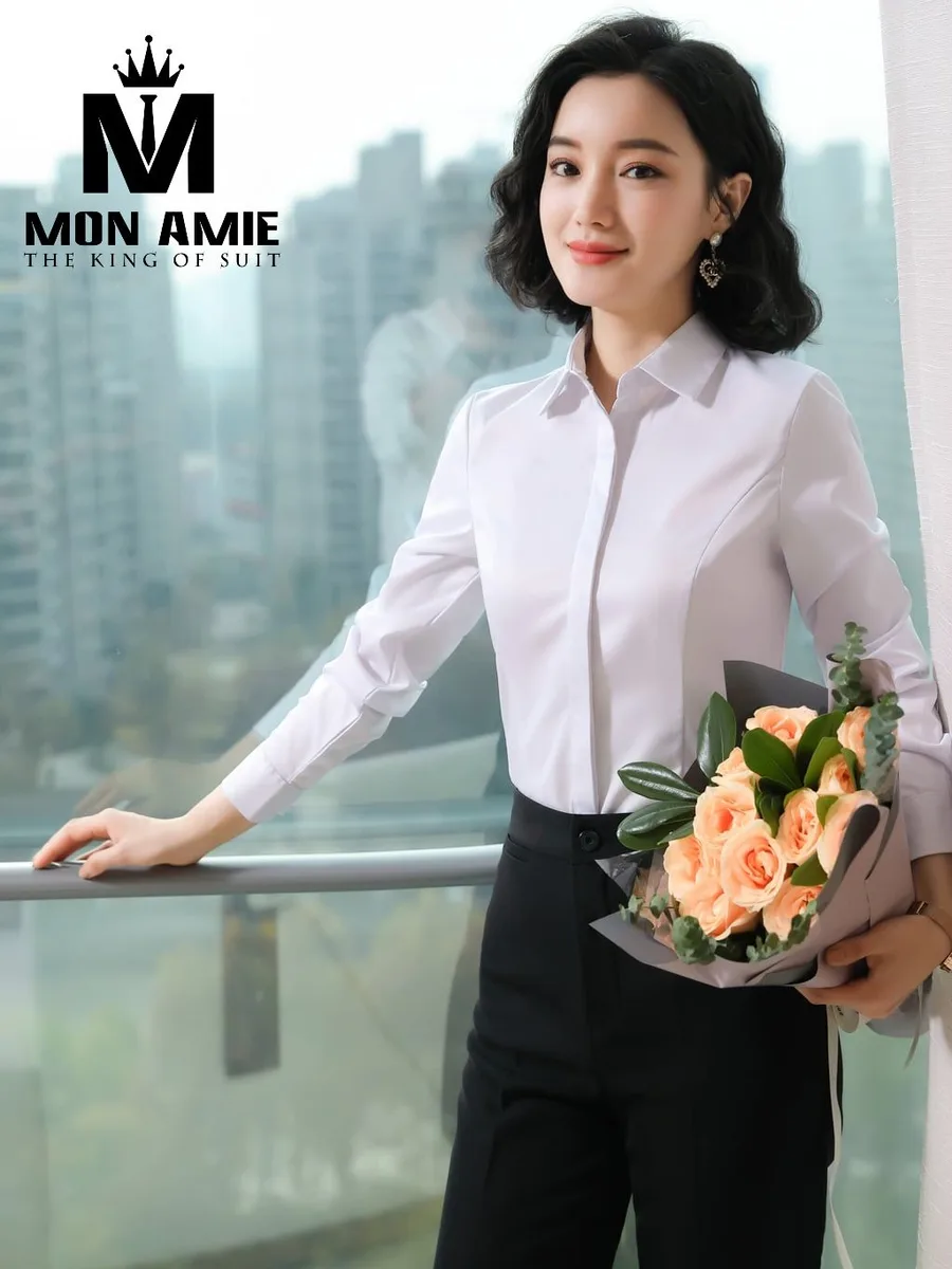 White Hidden-Placket Fitted Shirt