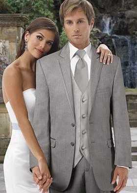 Silver-Grey Three-Piece Wedding Suit, neutral silver grey