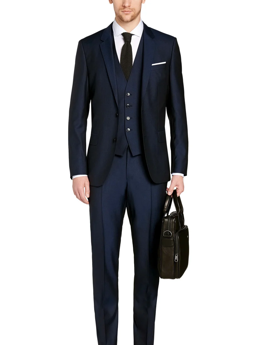 Deep Navy Three-Piece Suit with Waistcoat
