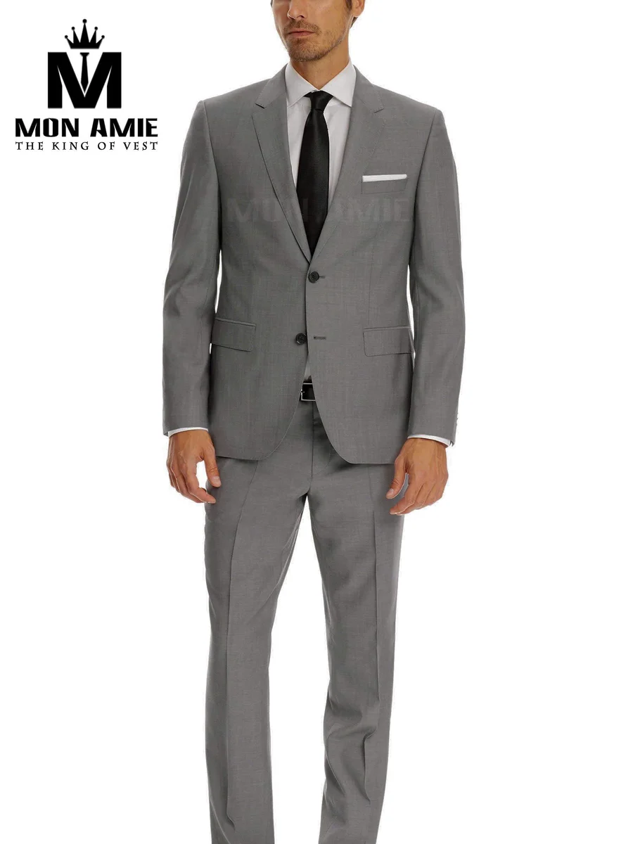 Light Grey Notch Lapel Two-Button Suit