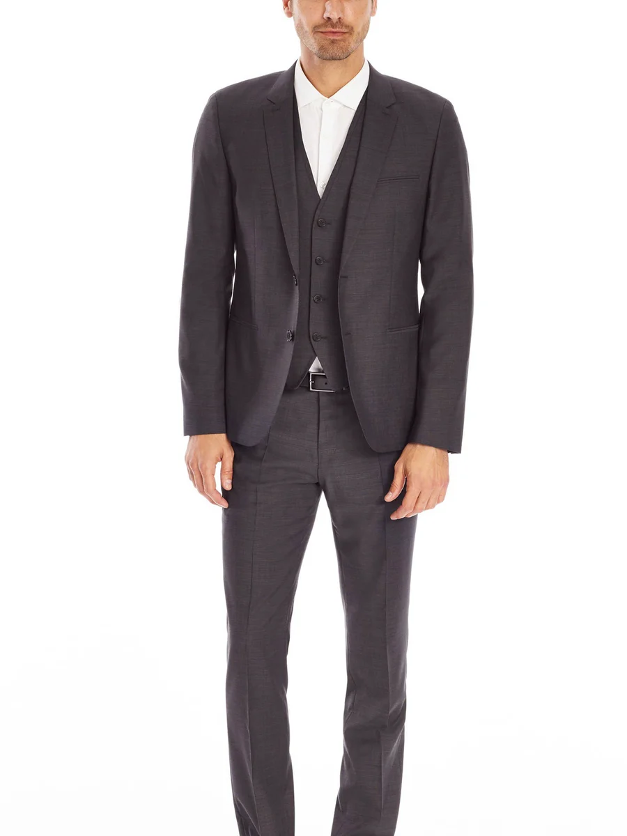 Charcoal Three-Piece Suit With Five-Button Waistcoat