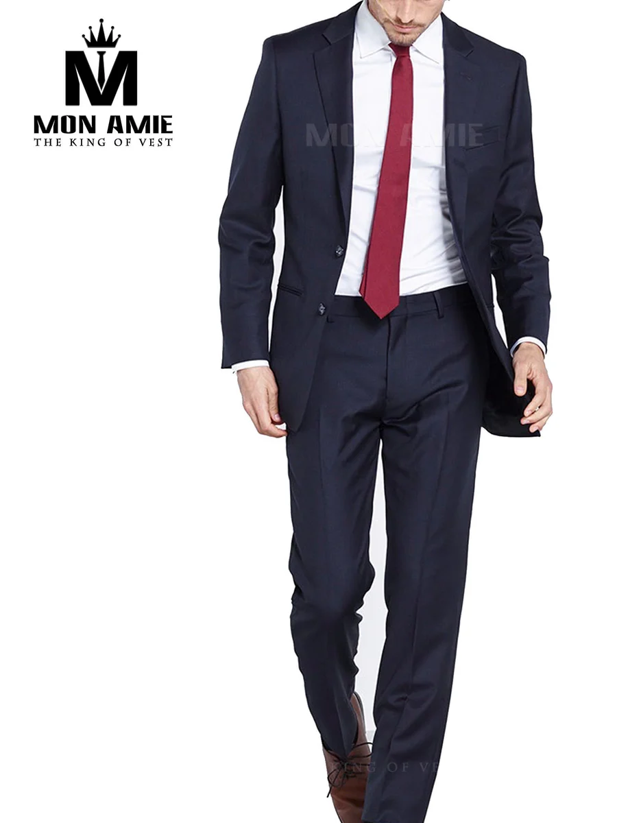 Solid Navy Slim Suit