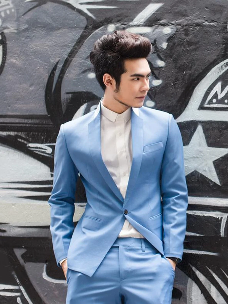 Sky Blue Slim Suit