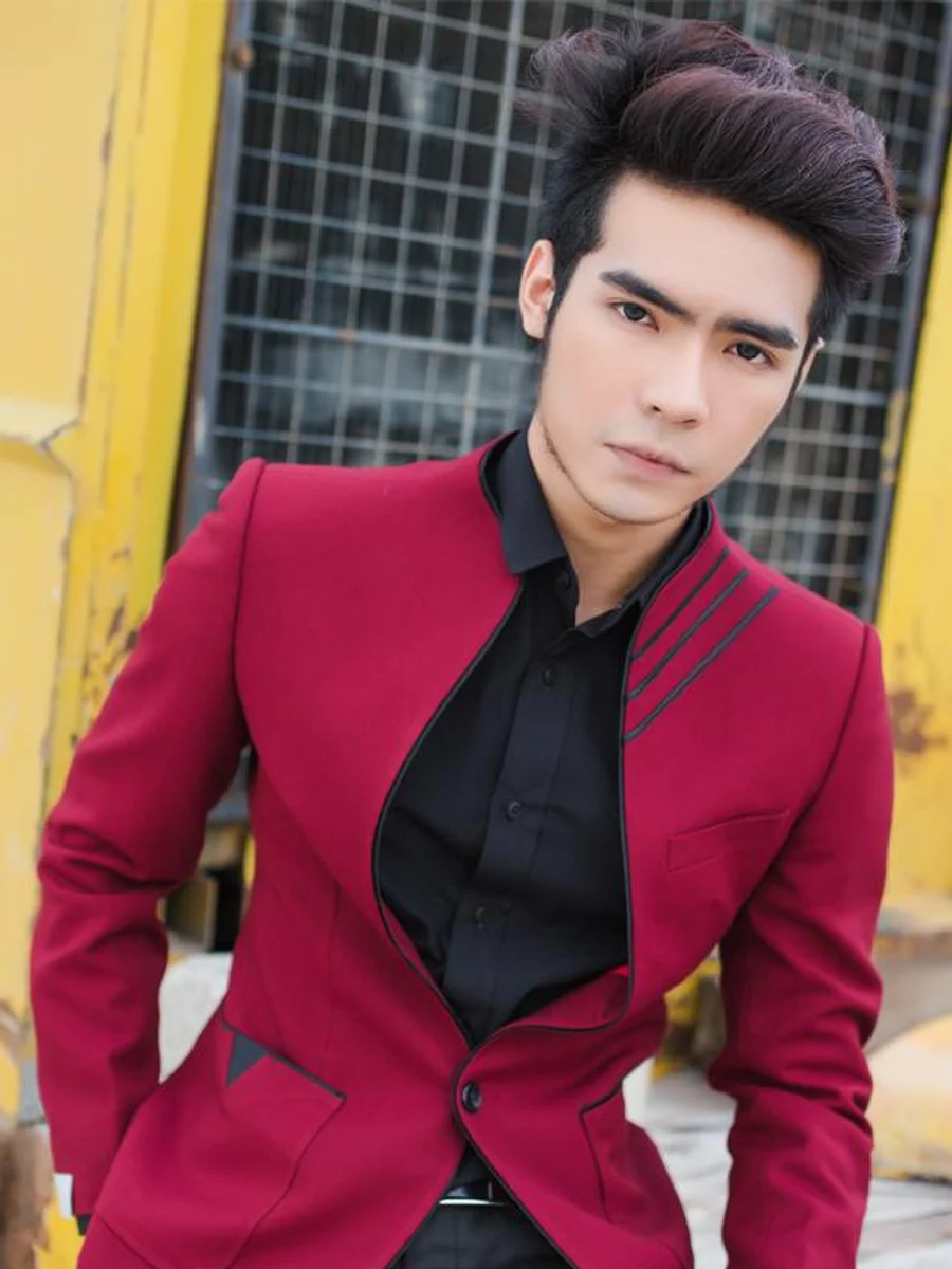 Burgundy Blazer with Shoulder Stripes