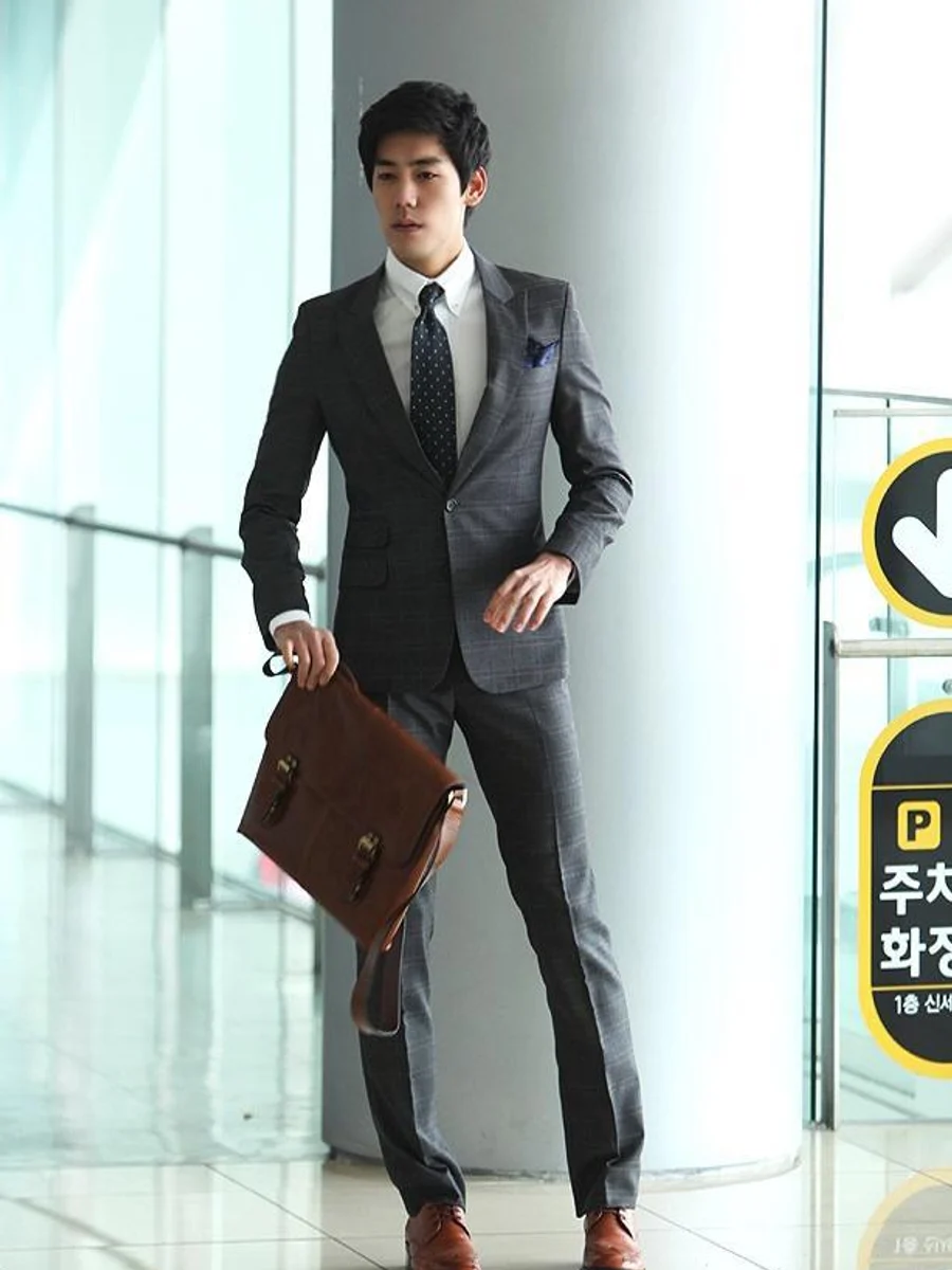 Charcoal Windowpane Travel Suit