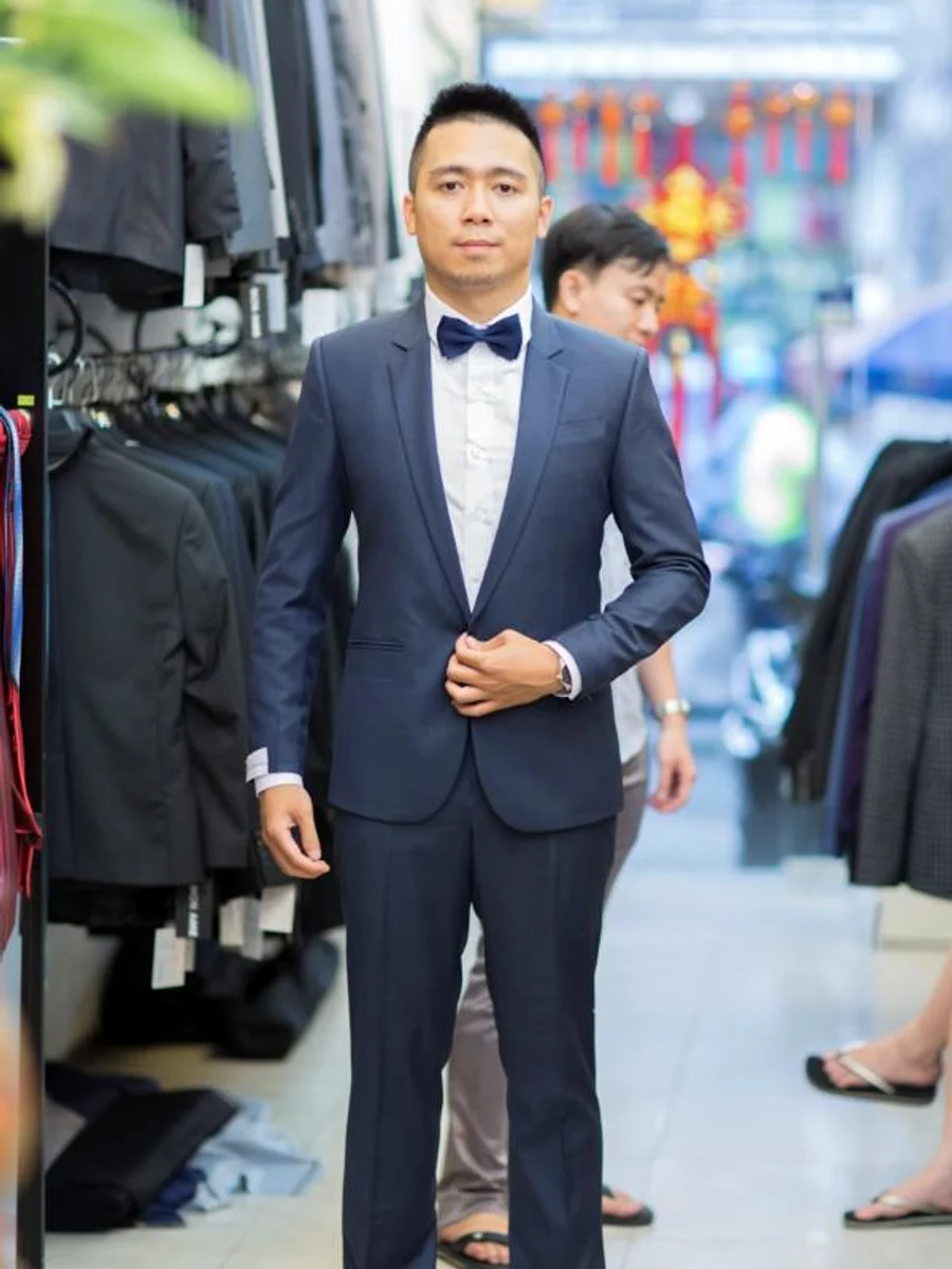 Navy Bow-Tie Wedding Suit