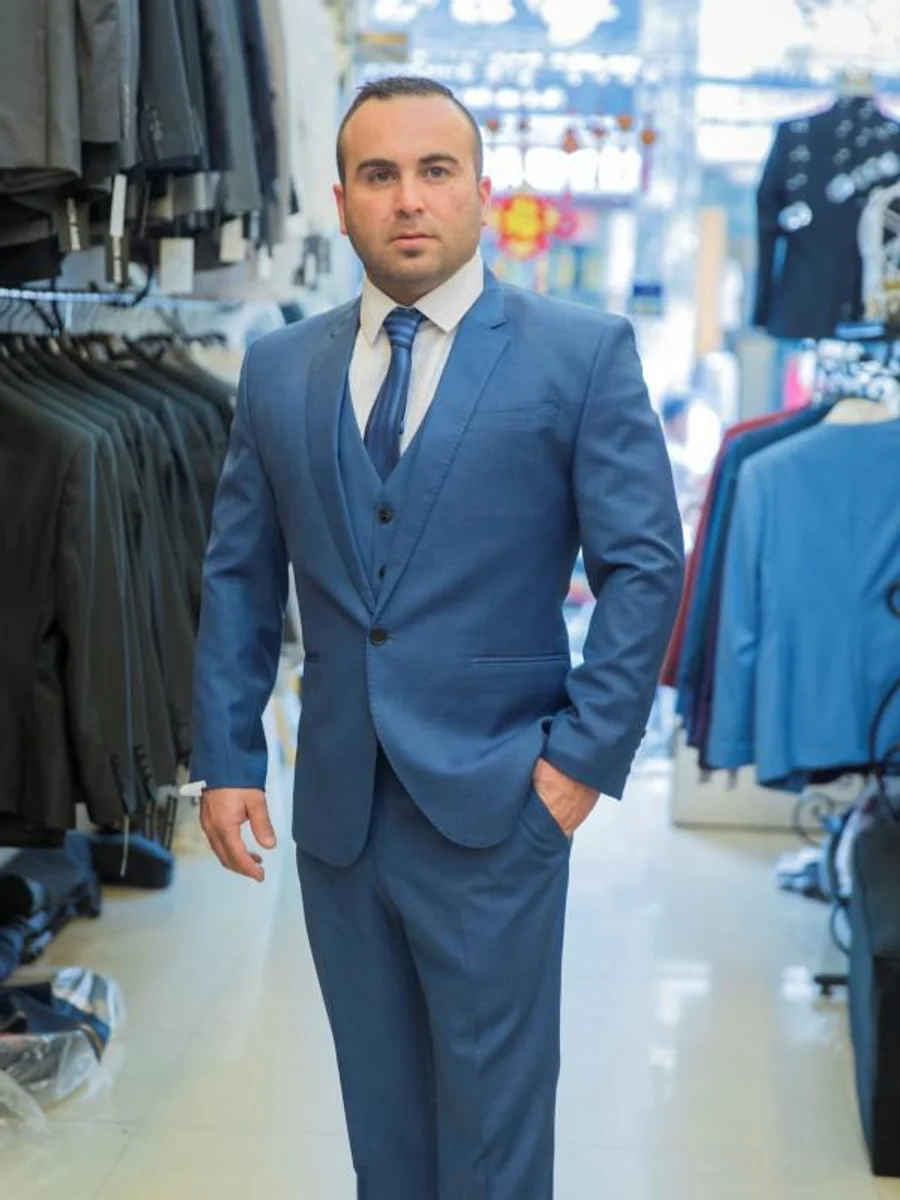 Steel Blue Three-Piece Suit