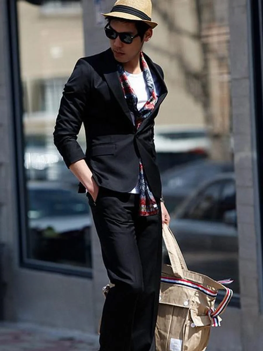 Peak Lapel Black Street Suit