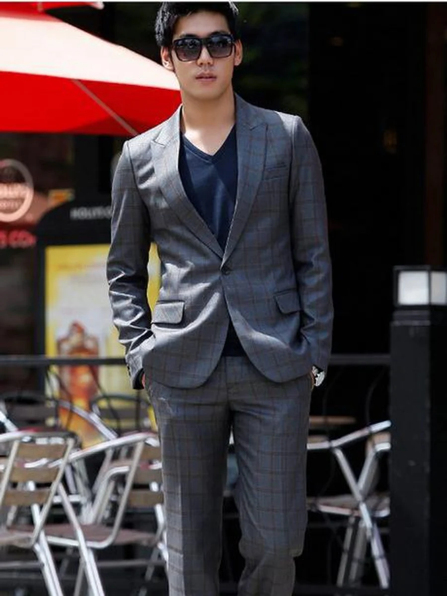 Grey Windowpane Check Suit