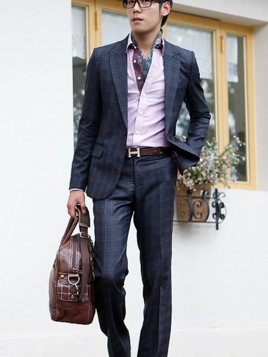 Navy Windowpane Suit