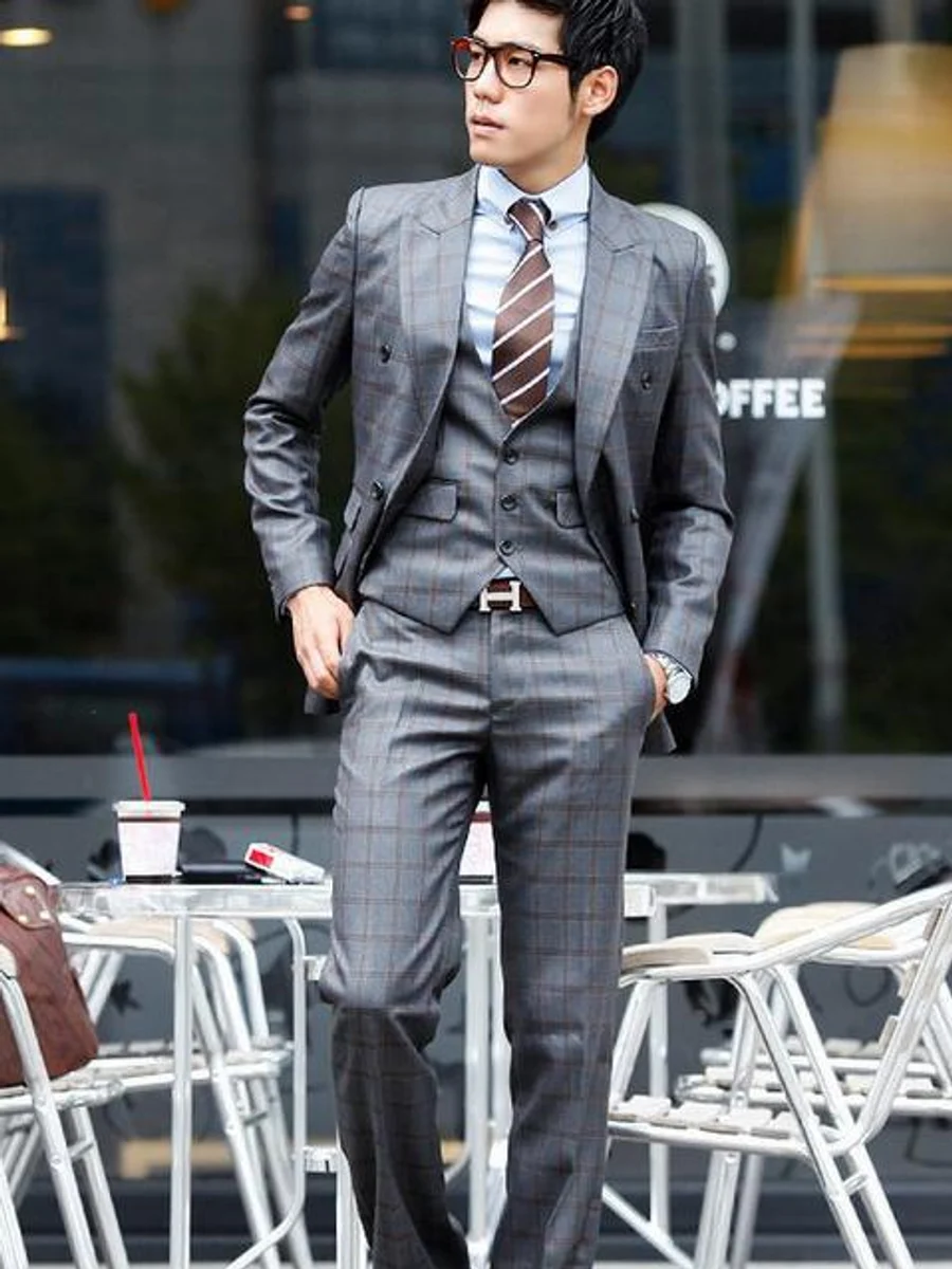 Bronze Check Three-Piece Suit