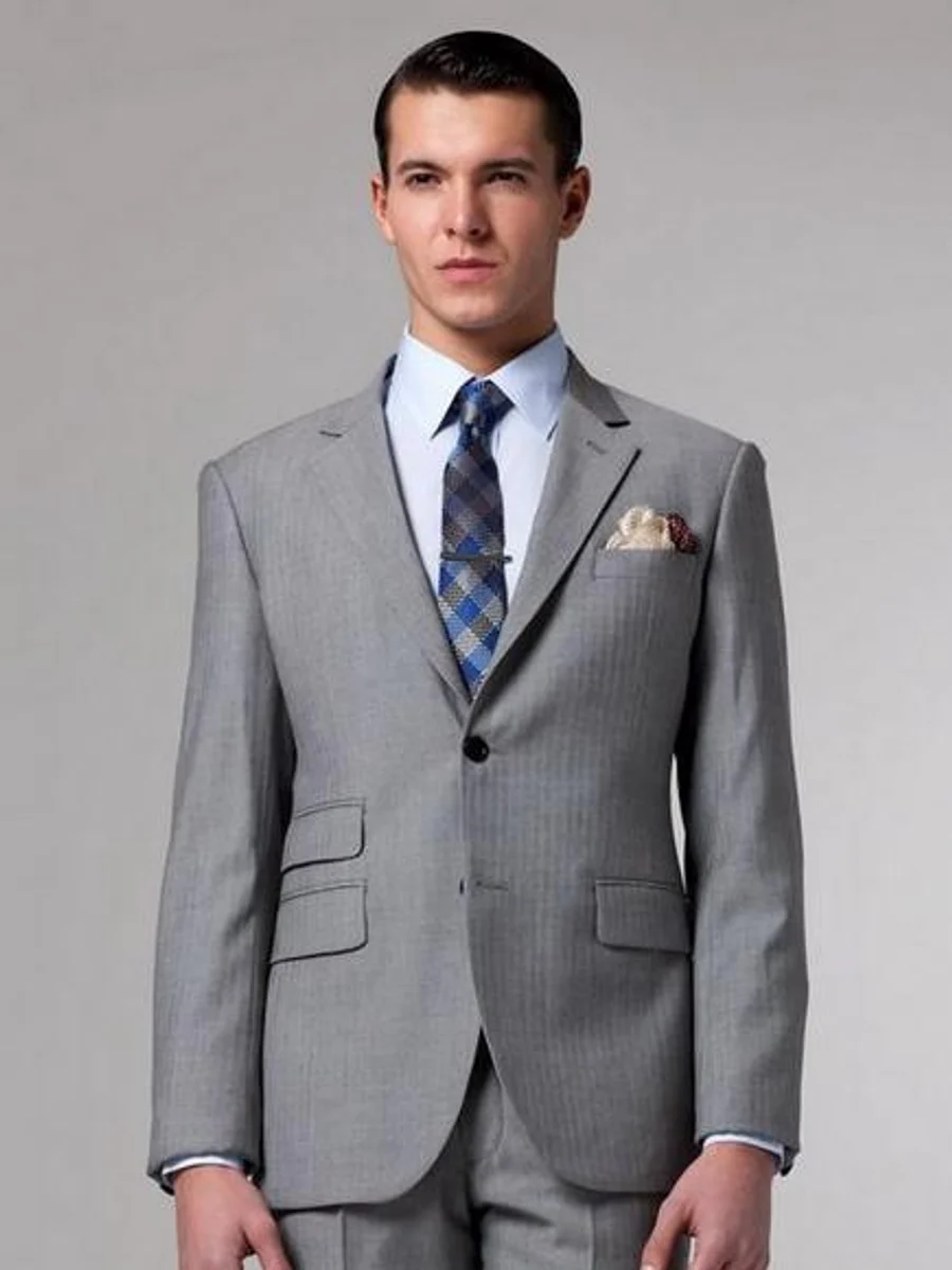 Silver Grey Ticket Pocket Suit