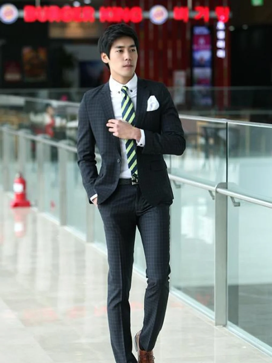 Navy Windowpane Check Suit