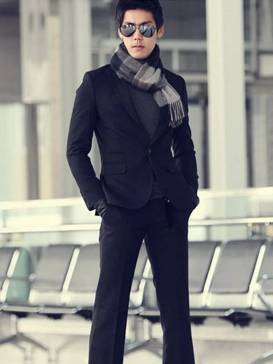 Black Peak-Lapel Cool Weather Suit