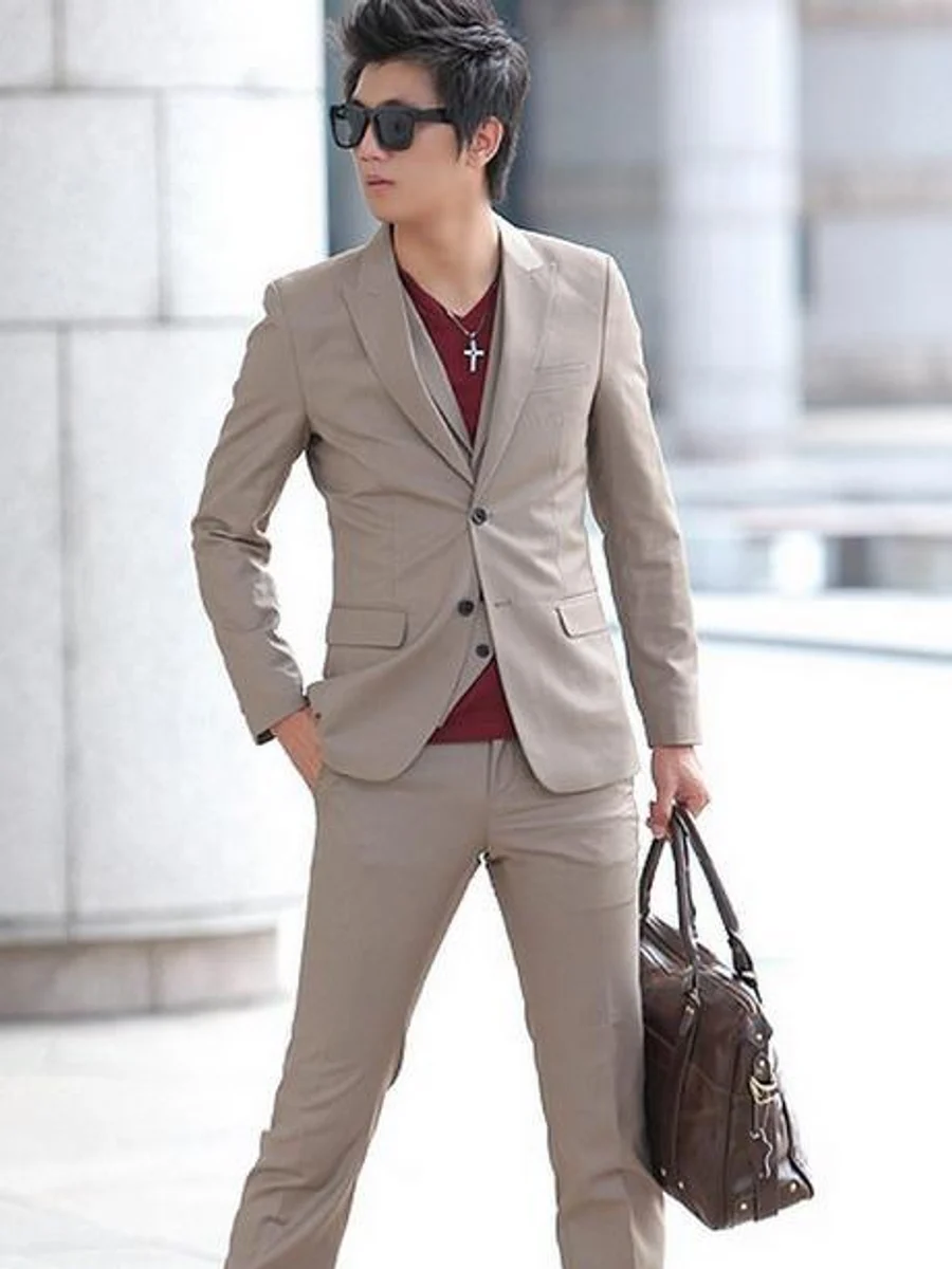 Ivory Three-Piece Modern Suit
