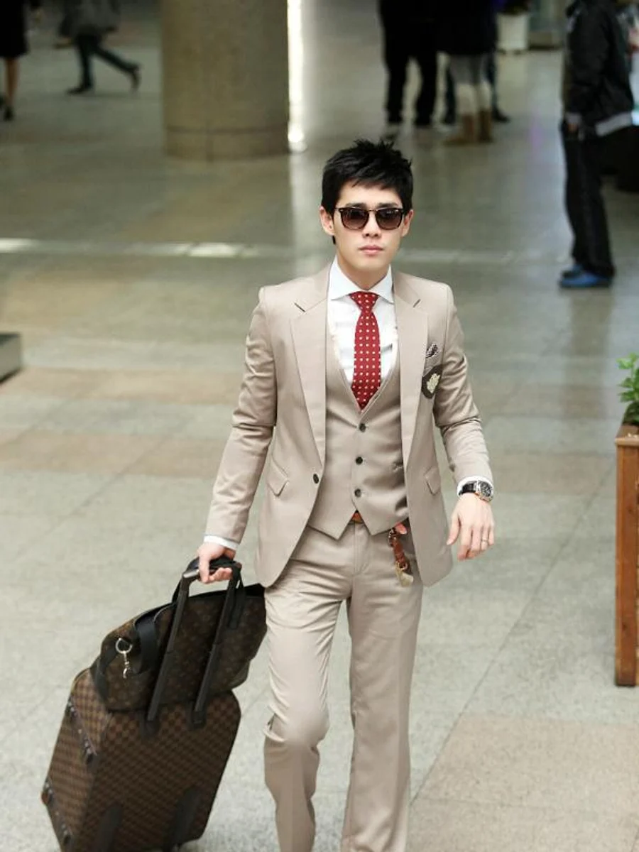 Taupe Three-Piece Travel Suit