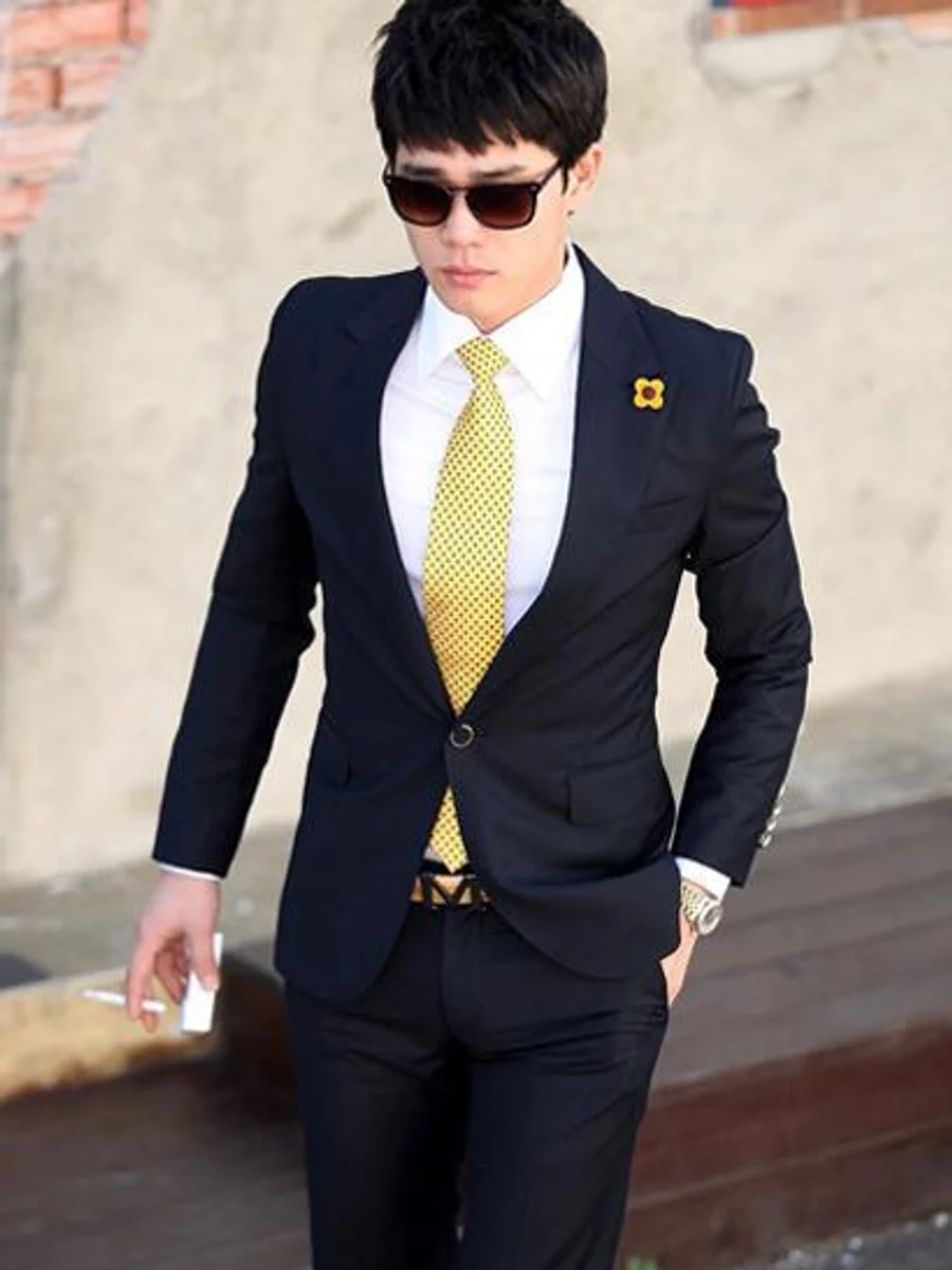 Black Suit Gold Accent