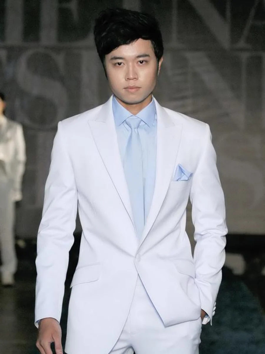 Ivory Wedding Suit Sky Blue