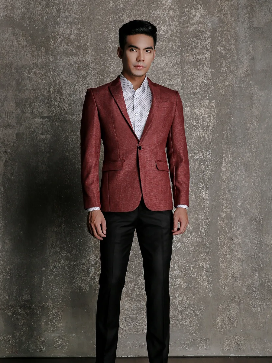 Burgundy Textured Blazer
