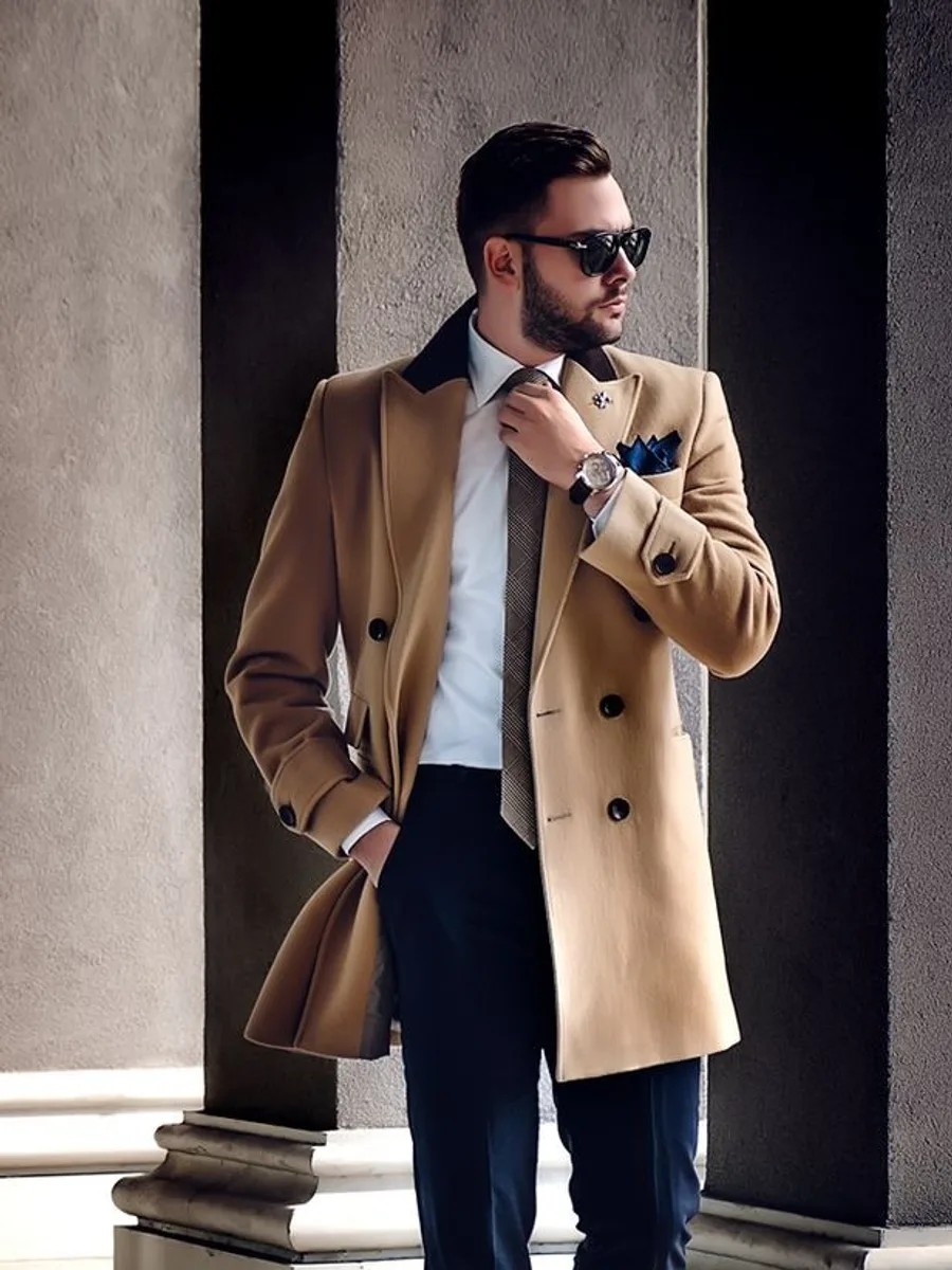 Camel Wool Overcoat, Double-Breasted