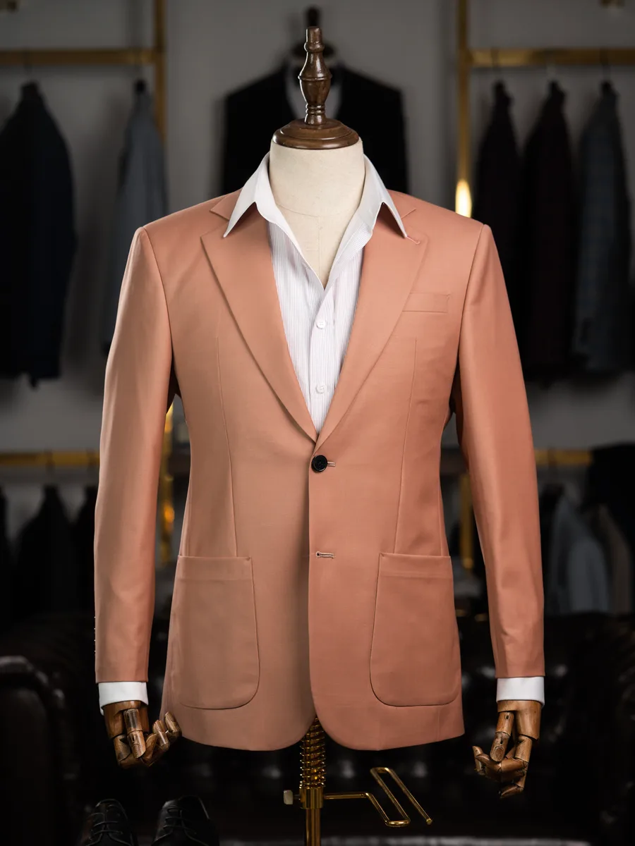 Terracotta Two-Button Jacket, Patch Pockets